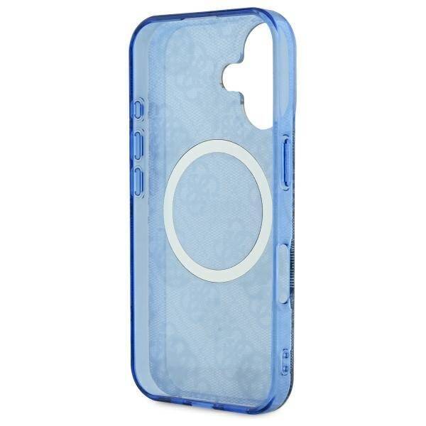Funda MagSafe para Apple iPhone 16, Guess, IML Peony On 4G Background, Azul