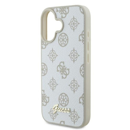 Funda MagSafe para Apple iPhone 16, Guess, Peony Script, Blanca