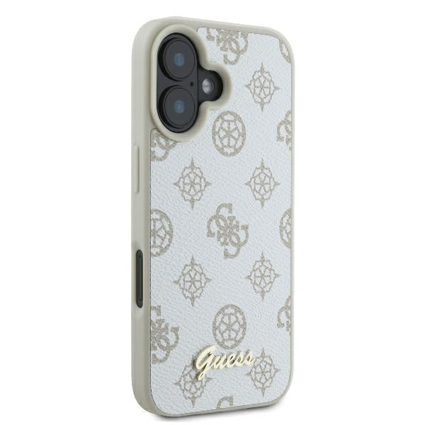 Funda MagSafe para Apple iPhone 16, Guess, Peony Script, Blanca