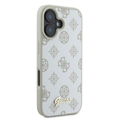 Funda MagSafe para Apple iPhone 16, Guess, Peony Script, Blanca