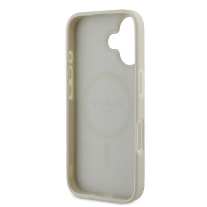 Funda MagSafe para Apple iPhone 16, Guess, Peony Script, Blanca