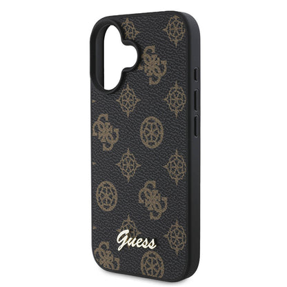 Funda MagSafe para Apple iPhone 16, Guess, Peony Script, Negra