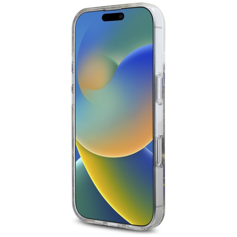 Funda MagSafe para Apple iPhone 16, Guess, Resin Flowers and Glitter, Morado