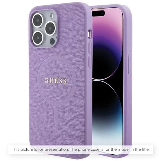 Funda MagSafe para Apple iPhone 16, Guess, Saffiano, Morado