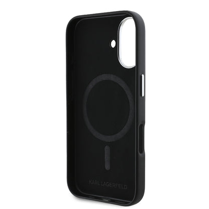 Funda MagSafe para Apple iPhone 16, Karl Lagerfeld, FW Metal Plate, Negra
