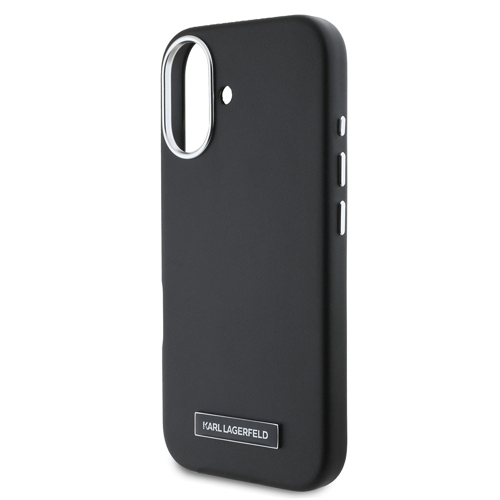 Funda MagSafe para Apple iPhone 16, Karl Lagerfeld, FW Metal Plate, Negra