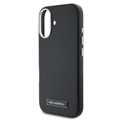 Funda MagSafe para Apple iPhone 16, Karl Lagerfeld, FW Metal Plate, Negra