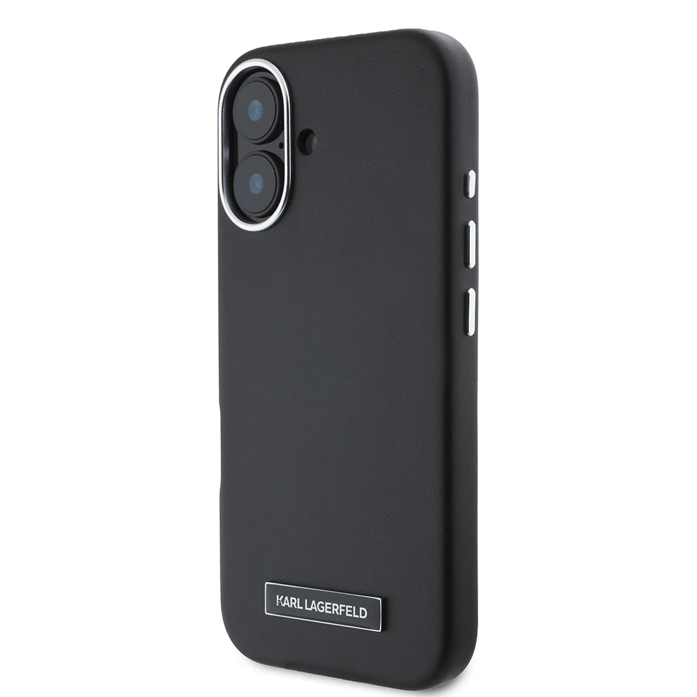 Funda MagSafe para Apple iPhone 16, Karl Lagerfeld, FW Metal Plate, Negra