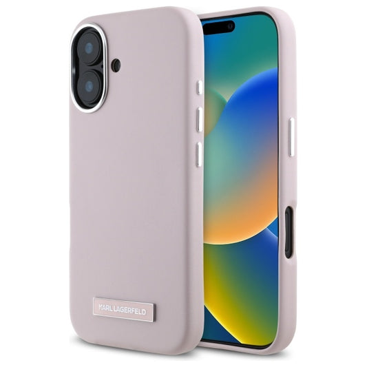 Funda MagSafe para Apple iPhone 16, Karl Lagerfeld, FW Metal Plate, Rosa