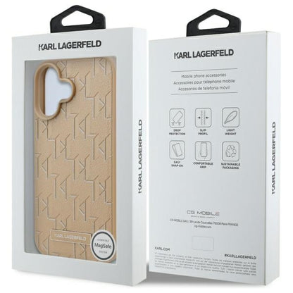 Funda MagSafe para Apple iPhone 16, Karl Lagerfeld, Hot Stamp, Beige