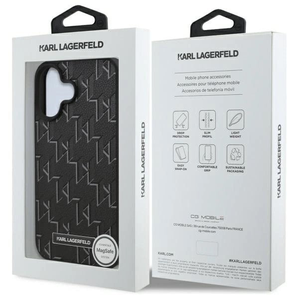 Funda MagSafe para Apple iPhone 16, Karl Lagerfeld, Hot Stamp, Negra