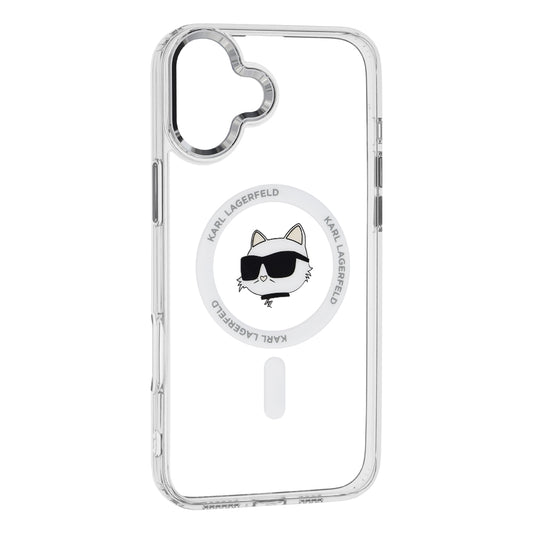 Funda MagSafe para Apple iPhone 16, Karl Lagerfeld, IML Metal Choupette's Head, Blanca