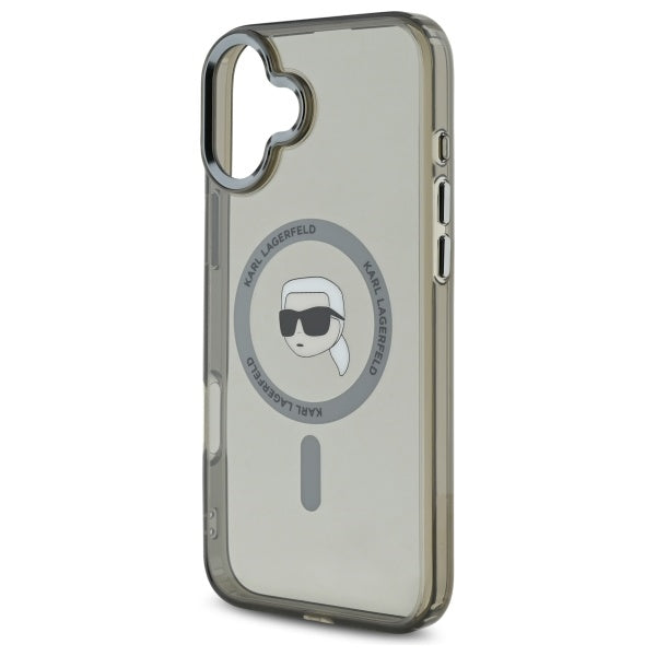 Funda MagSafe para Apple iPhone 16, Karl Lagerfeld, IML Metal Karl's Head, Negra