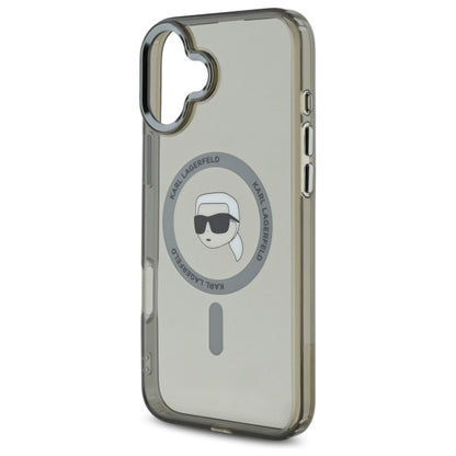 Funda MagSafe para Apple iPhone 16, Karl Lagerfeld, IML Metal Karl's Head, Negra
