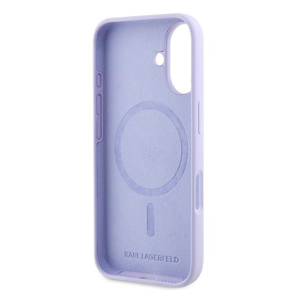 Funda MagSafe para Apple iPhone 16, Karl Lagerfeld, Silicona Karl & Choupette, Morado