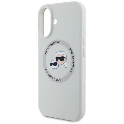 Funda MagSafe para Apple iPhone 16, Karl Lagerfeld, Silicona Karl & Choupette's Heads, Beige