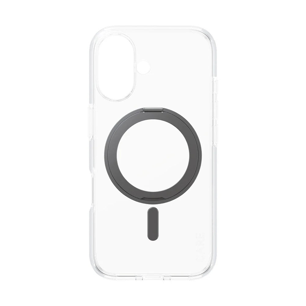 Funda MagSafe para Apple iPhone 16, PanzerGlass, con soporte Kickstand, Transparente Negra