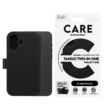 Funda MagSafe para Apple iPhone 16, PanzerGlass, Care Feature Tango Two-in-One, Negra