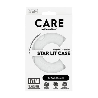 Funda MagSafe para Apple iPhone 16, PanzerGlass, Care Urban Combat Star Lit, Transparente Blanca