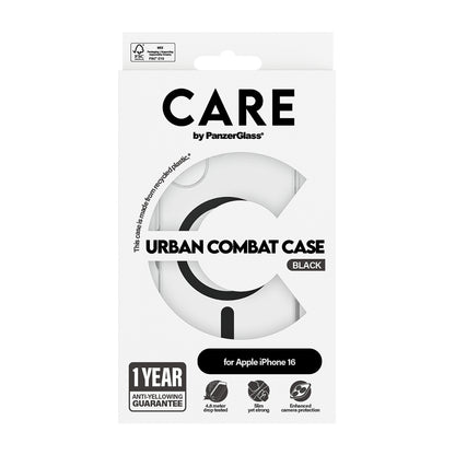 Funda MagSafe para Apple iPhone 16, PanzerGlass, Care Urban Combat, Transparente Negra