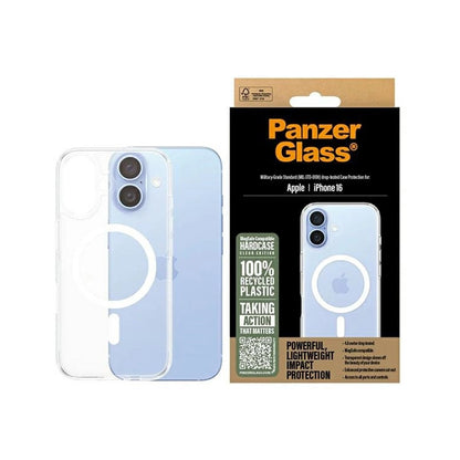 Funda MagSafe para Apple iPhone 16, PanzerGlass, HardCase, Transparente Blanca