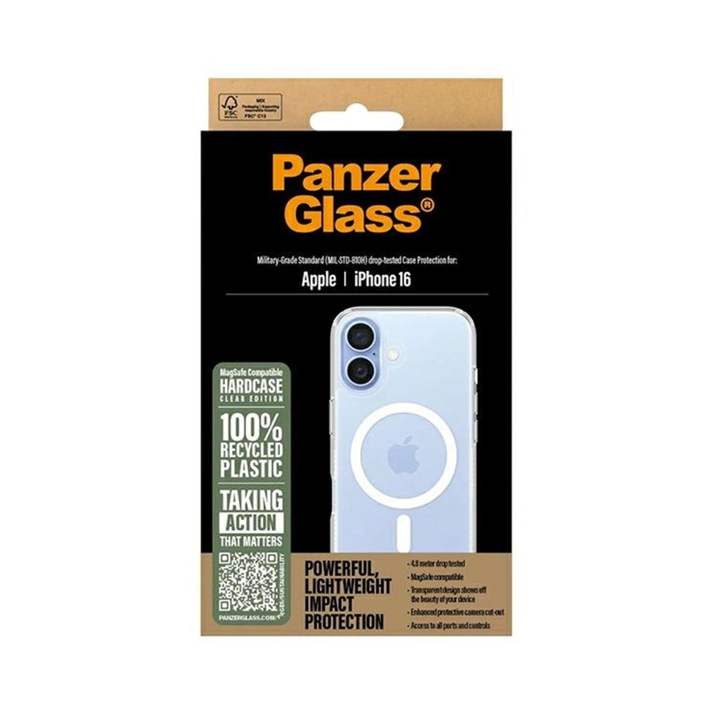 Funda MagSafe para Apple iPhone 16, PanzerGlass, HardCase, Transparente Blanca