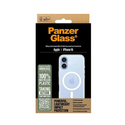 Funda MagSafe para Apple iPhone 16, PanzerGlass, HardCase, Transparente Blanca