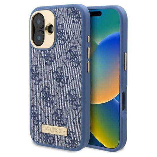 Funda MagSafe para Apple iPhone 16 Plus, Guess, 4G Logo Plate, Azul