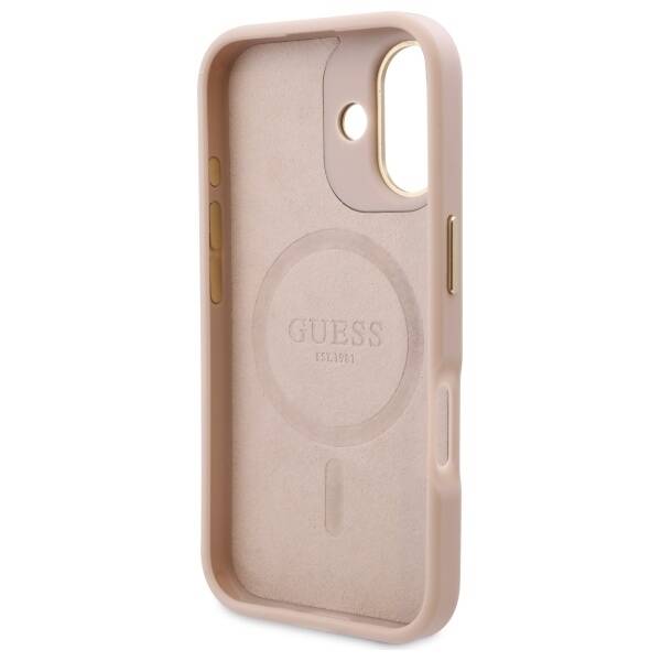 Funda MagSafe para Apple iPhone 16 Plus, Guess, 4G Logo Plate, Rosa