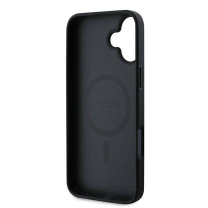 Funda MagSafe para Apple iPhone 16 Plus, Guess, 4G Printed Stripes, Negra