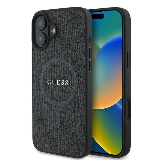 Funda MagSafe para Apple iPhone 16 Plus, Guess, 4G Ring Classic Logo, Negra
