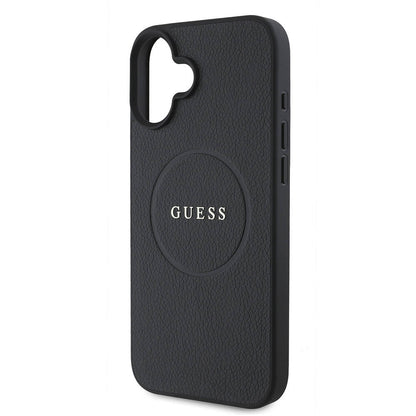 Funda MagSafe para Apple iPhone 16 Plus, Guess, Grained Gold Ring, Negra