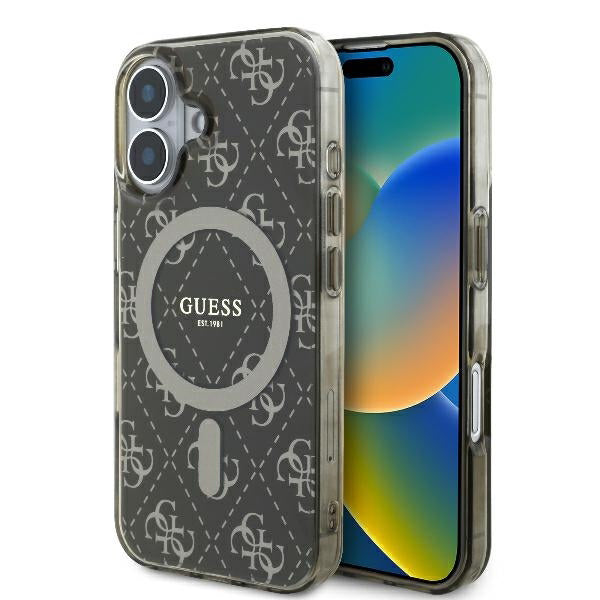 Funda MagSafe para Apple iPhone 16 Plus, Guess, IML 4G Background, Marrón
