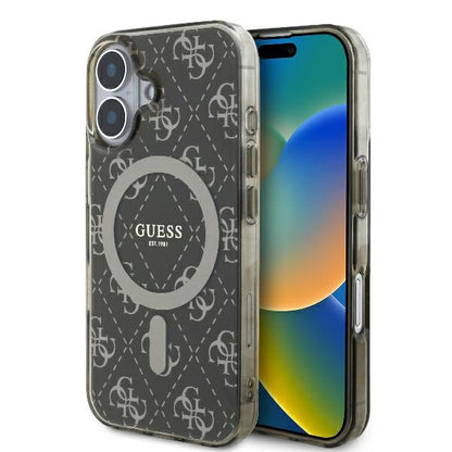 Funda MagSafe para Apple iPhone 16 Plus, Guess, IML 4G Background, Marrón