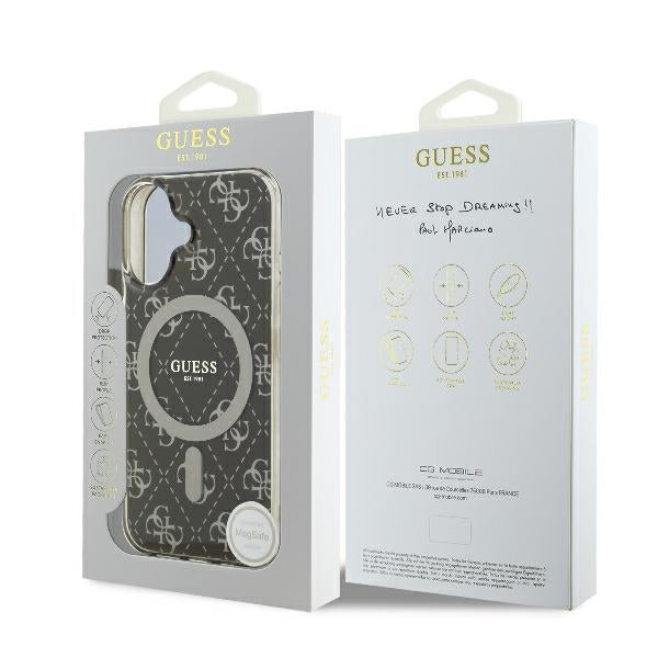 Funda MagSafe para Apple iPhone 16 Plus, Guess, IML 4G Background, Marrón