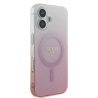 MagSafe Case for Apple iPhone 16 Plus, Guess, IML Glitter Gradient, Pink