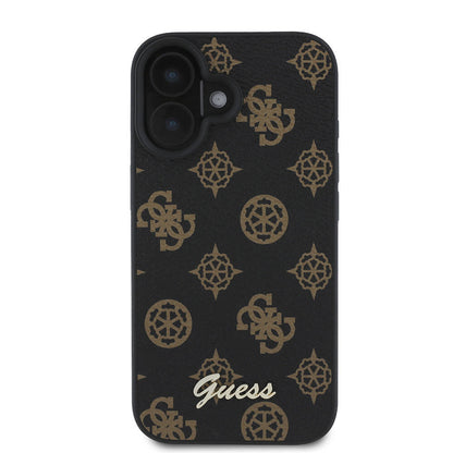 Funda MagSafe para Apple iPhone 16 Plus, Guess, Peony Script, Negra