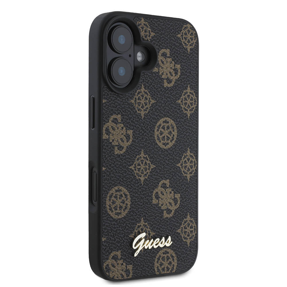 Funda MagSafe para Apple iPhone 16 Plus, Guess, Peony Script, Negra