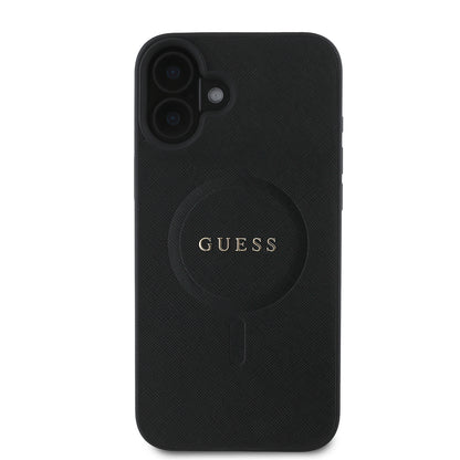 Funda MagSafe para Apple iPhone 16 Plus, Guess, Saffiano Classic Logo, Negra