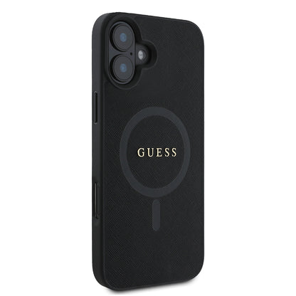 Funda MagSafe para Apple iPhone 16 Plus, Guess, Saffiano Classic Logo, Negra