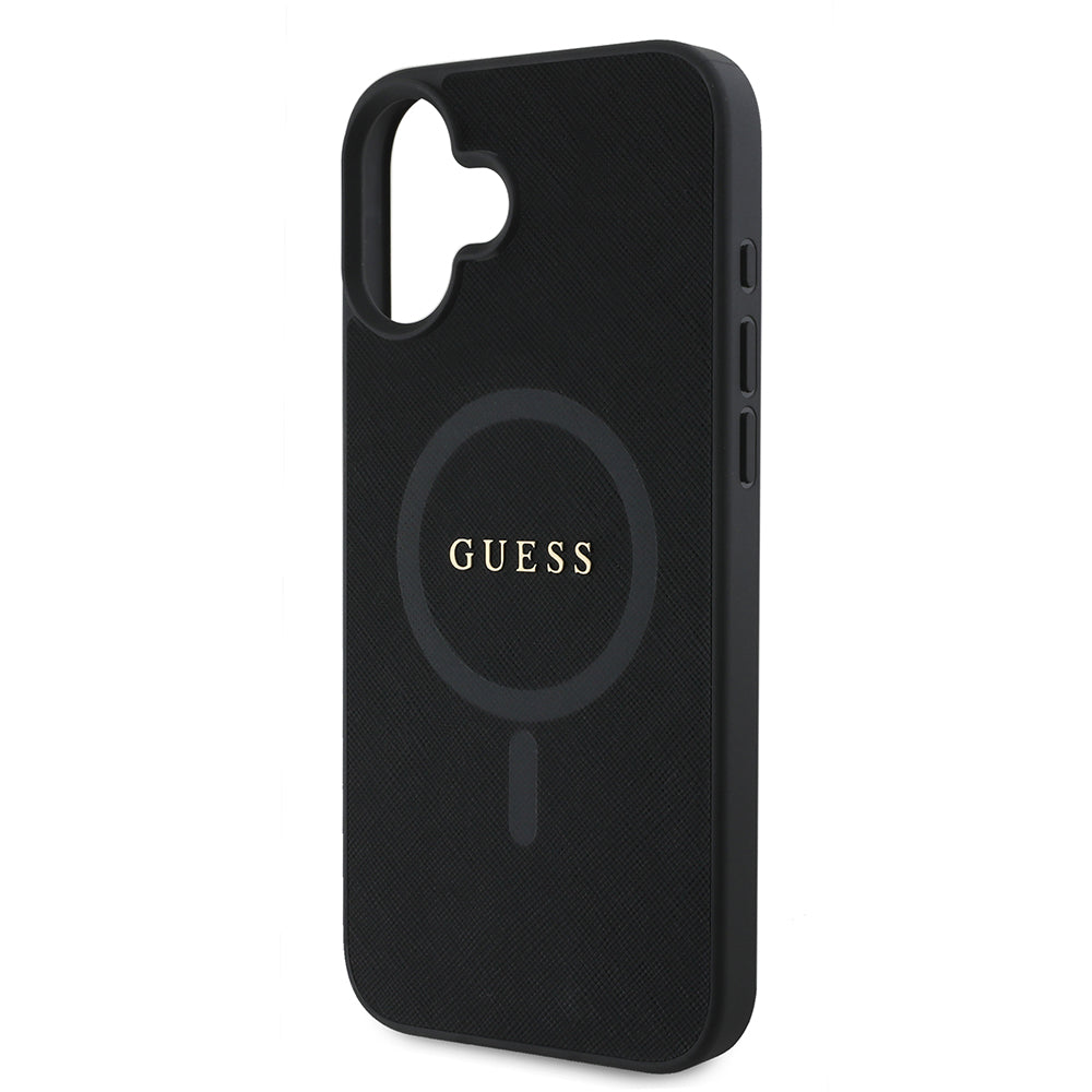Funda MagSafe para Apple iPhone 16 Plus, Guess, Saffiano Classic Logo, Negra