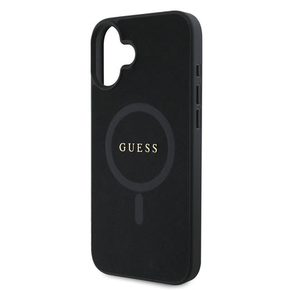 Funda MagSafe para Apple iPhone 16 Plus, Guess, Saffiano Classic Logo, Negra