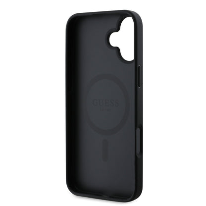 Funda MagSafe para Apple iPhone 16 Plus, Guess, Saffiano Classic Logo, Negra