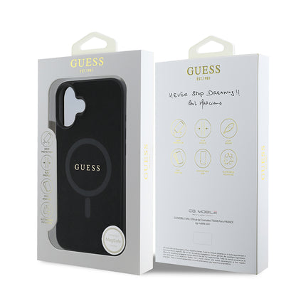 Funda MagSafe para Apple iPhone 16 Plus, Guess, Saffiano Classic Logo, Negra