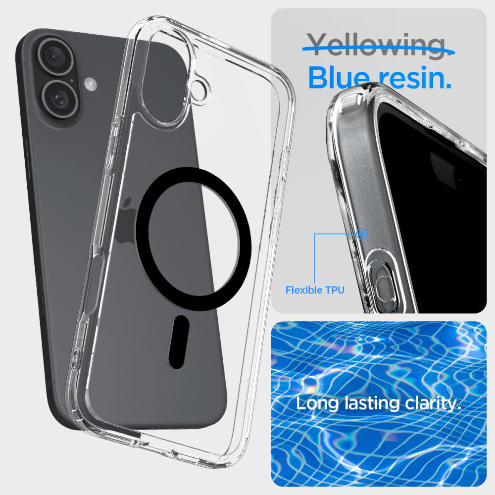 Funda MagSafe para Apple iPhone 16 Plus, Spigen, Ultra Hybrid, Negra