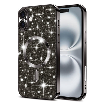 Funda MagSafe para Apple iPhone 16 Plus, Techsuit, Luxury Glitter, Negra