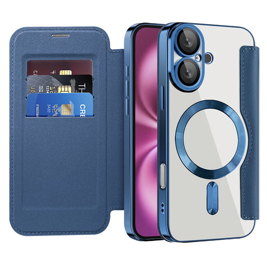 Funda MagSafe para Apple iPhone 16 Plus, Techsuit, SmartMag Book, Azul