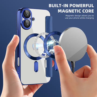 Funda MagSafe para Apple iPhone 16 Plus, Techsuit, SmartMag Book, Azul