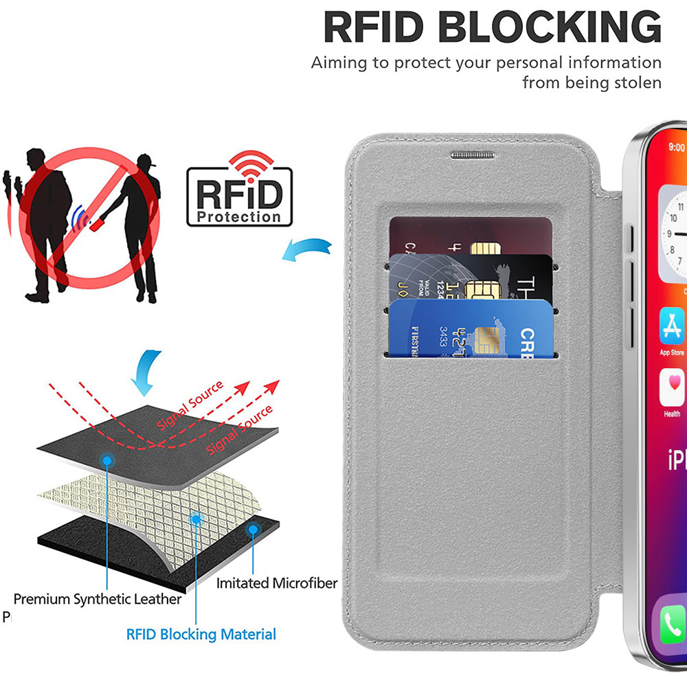Funda MagSafe para Apple iPhone 16 Plus, Techsuit, SmartMag Book, Gris