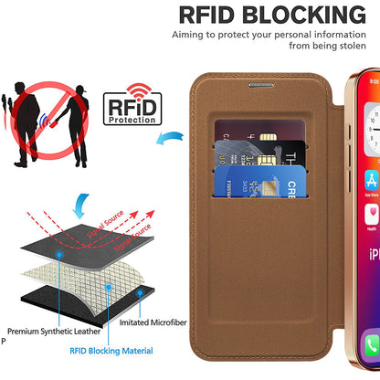 Funda MagSafe para Apple iPhone 16 Plus, Techsuit, SmartMag Book, Marrón